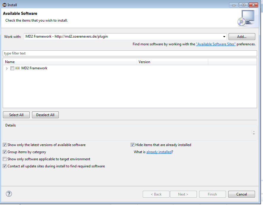 Install MD2 Framework plug-ins